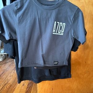 AZCO Women's Charcoal and Black Crop Top Set